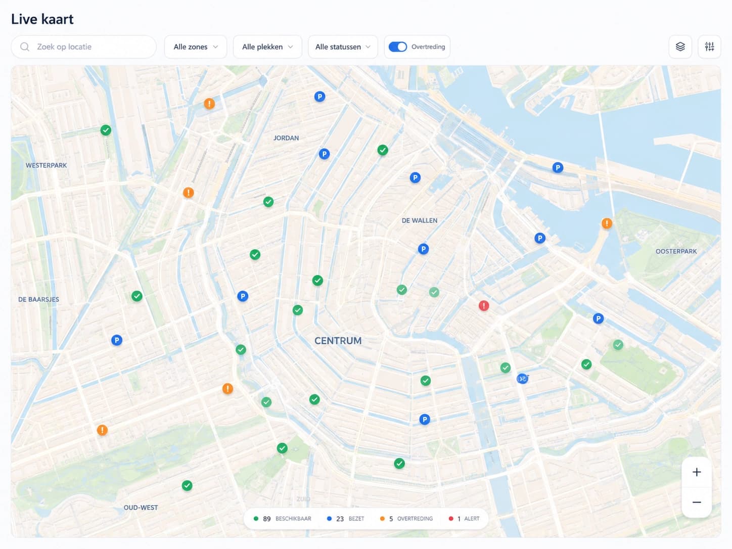 Bezettingsdetectie per parkeerplaats